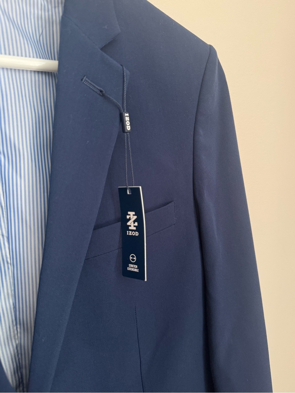 IZOD Boys Navy Blue Stretch Blazer Size 18 NWT Bank Blue Formal Suit Jacket - Picture 4 of 6